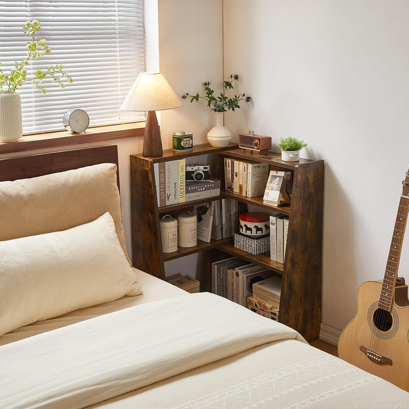 Wooden Expandable Bookcase 3-Tier Ladder Open Storage Bookshelf