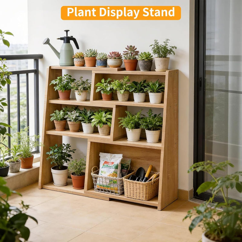 Wooden Expandable Bookcase 3-Tier Ladder Open Storage Bookshelf