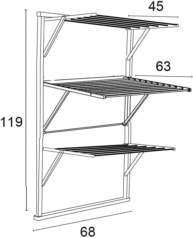 Wooden Extendable Wall Clothes Airer 16m Long Wire