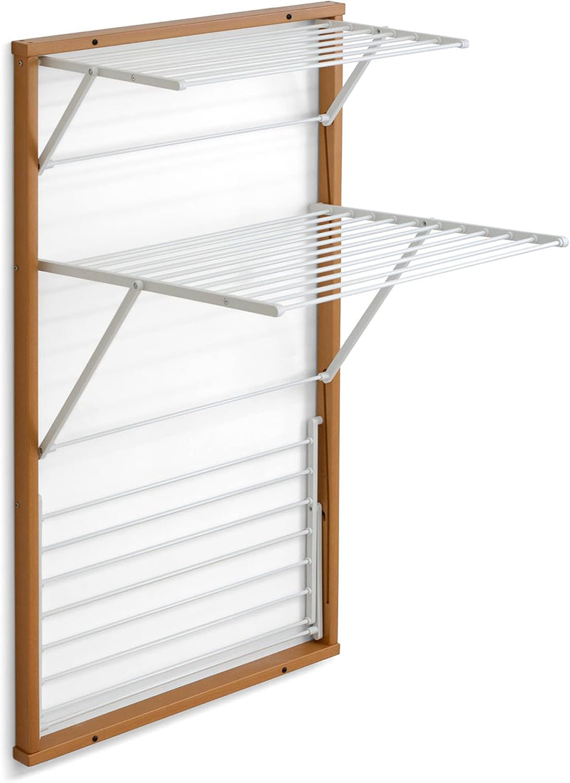 Wooden Extendable Wall Clothes Airer 16m Long Wire