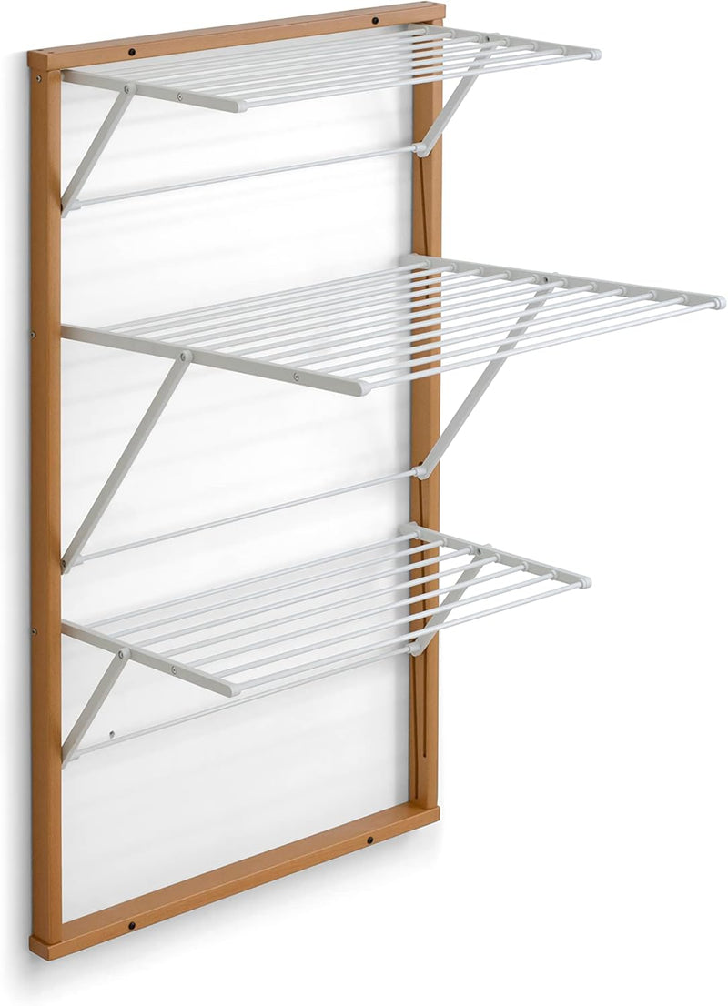 Wooden Extendable Wall Clothes Airer 16m Long Wire