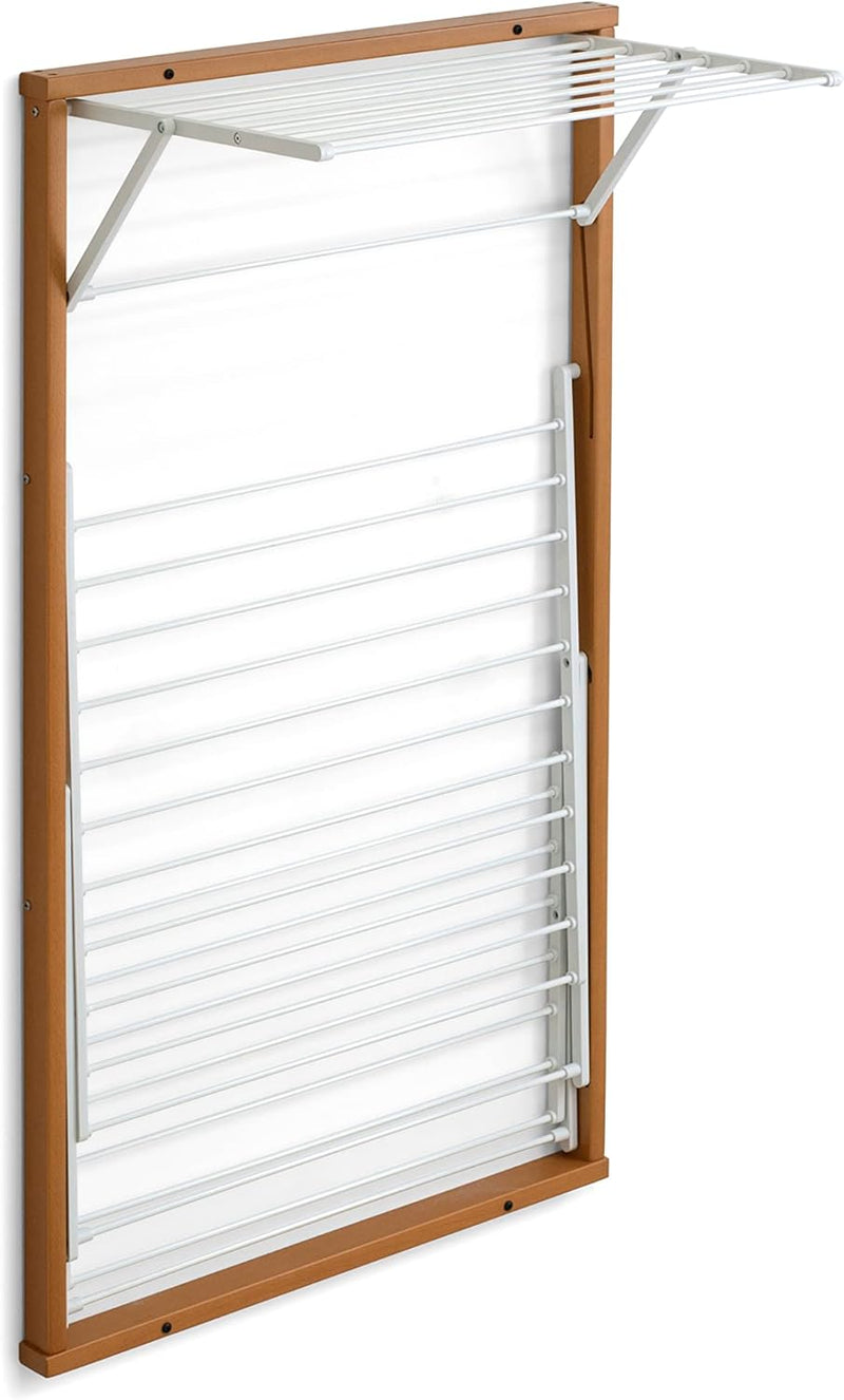 Wooden Extendable Wall Clothes Airer 16m Long Wire