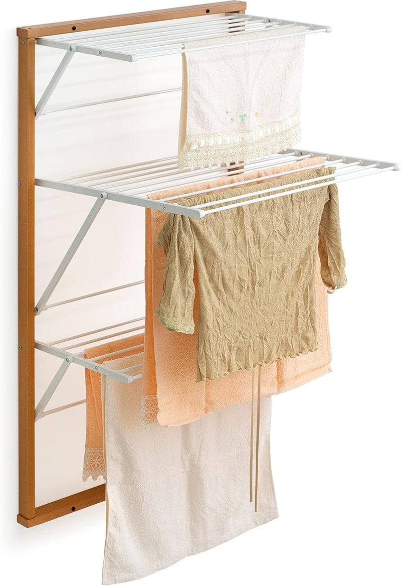 Wooden Extendable Wall Clothes Airer 16m Long Wire