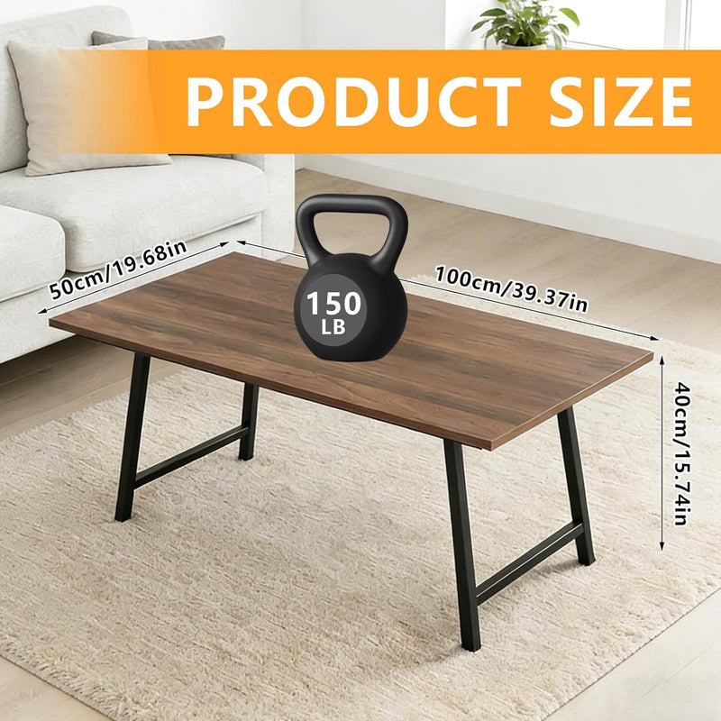 Wooden Folding Coffee Table 39x20x15.7 Inch Rustic Small