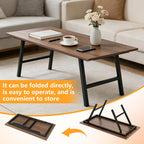 Wooden Folding Coffee Table 39x20x15.7 Inch Rustic Small