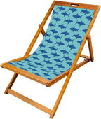 Wooden Folding Deck Chair with Fabric Sling Adjustable