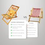 Wooden Folding Deck Chair with Fabric Sling Adjustable