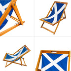 Wooden Folding Deck Chair with Fabric Sling Adjustable