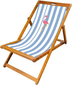 Wooden Folding Deck Chair with Fabric Sling Adjustable