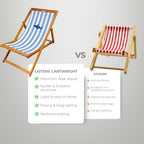 Wooden Folding Deck Chair with Fabric Sling Adjustable