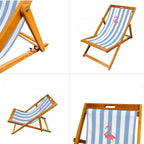 Wooden Folding Deck Chair with Fabric Sling Adjustable