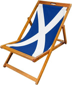 Wooden Folding Deck Chair with Fabric Sling Adjustable