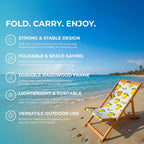 Wooden Folding Deck Chair with Fabric Sling Adjustable