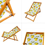 Wooden Folding Deck Chair with Fabric Sling Adjustable