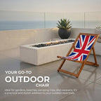 Wooden Folding Deck Chair with Fabric Sling Adjustable