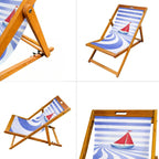 Wooden Folding Deck Chair with Fabric Sling Adjustable