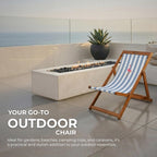 Wooden Folding Deck Chair with Fabric Sling Adjustable