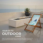 Wooden Folding Deck Chair with Fabric Sling Adjustable