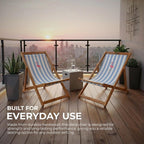 Wooden Folding Deck Chair with Fabric Sling Adjustable