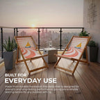Wooden Folding Deck Chair with Fabric Sling Adjustable