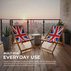 Wooden Folding Deck Chair with Fabric Sling Adjustable