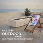 Wooden Folding Deck Chair with Fabric Sling Adjustable