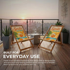 Wooden Folding Deck Chair with Fabric Sling Adjustable
