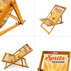 Wooden Folding Deck Chair with Fabric Sling Adjustable