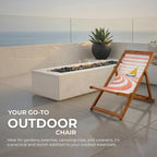 Wooden Folding Deck Chair with Fabric Sling Adjustable