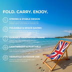 Wooden Folding Deck Chair with Fabric Sling Adjustable