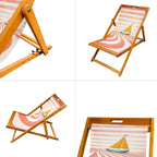 Wooden Folding Deck Chair with Fabric Sling Adjustable