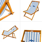 Wooden Folding Deck Chair with Fabric Sling Adjustable