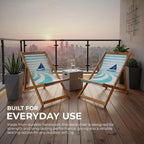 Wooden Folding Deck Chair with Fabric Sling Adjustable