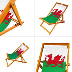 Wooden Folding Deck Chair with Fabric Sling Adjustable