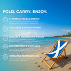 Wooden Folding Deck Chair with Fabric Sling Adjustable