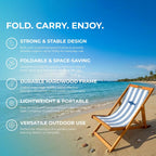 Wooden Folding Deck Chair with Fabric Sling Adjustable