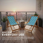 Wooden Folding Deck Chair with Fabric Sling Adjustable
