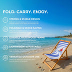 Wooden Folding Deck Chair with Fabric Sling Adjustable
