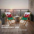 Wooden Folding Deck Chair with Fabric Sling Adjustable