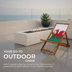 Wooden Folding Deck Chair with Fabric Sling Adjustable