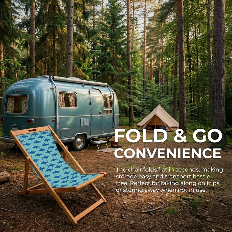 Wooden Folding Deck Chair with Fabric Sling Adjustable