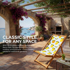 Wooden Folding Deck Chair with Fabric Sling Adjustable