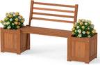 Wooden Garden Planter with Bench Seat 2 Raised