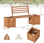 Wooden Garden Planter with Bench Seat 2 Raised
