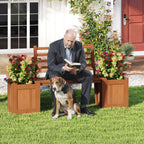 Wooden Garden Planter with Bench Seat 2 Raised