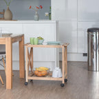 Wooden Kitchen Cart with Wheels Serving Trolley Glass