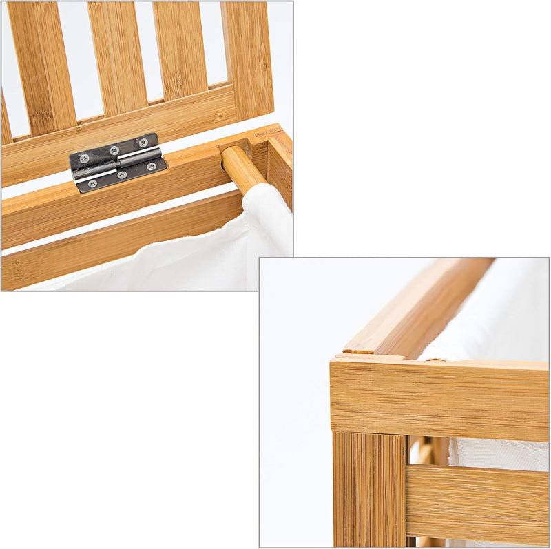 Wooden Laundry Hamper Linen Basket 100L Natural Bamboo