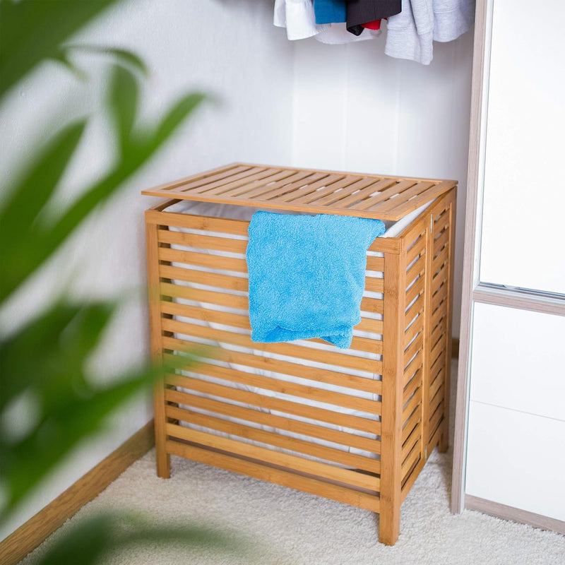 Wooden Laundry Hamper Linen Basket 100L Natural Bamboo