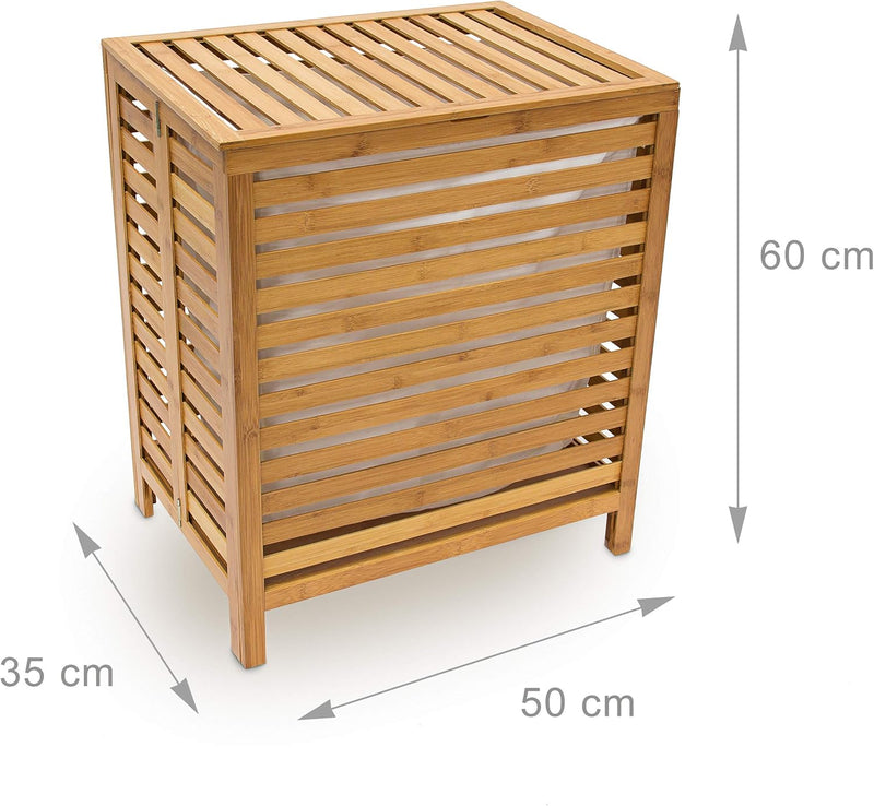 Wooden Laundry Hamper Linen Basket 100L Natural Bamboo