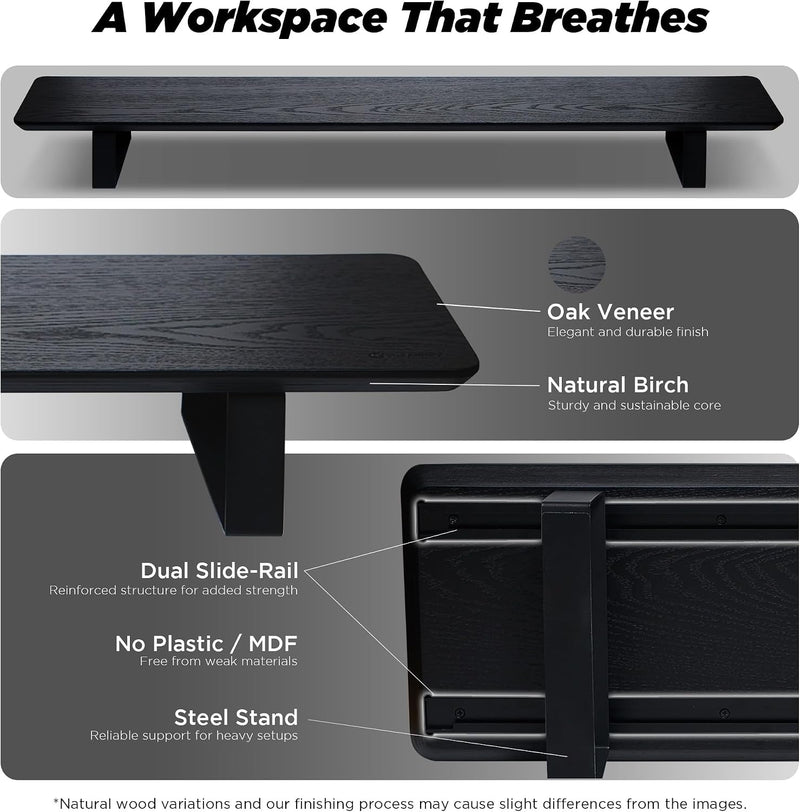 Wooden Monitor Stand Desk Organiser Large 45.6"